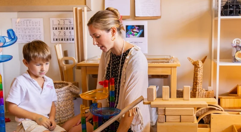 student and teacher building blocks