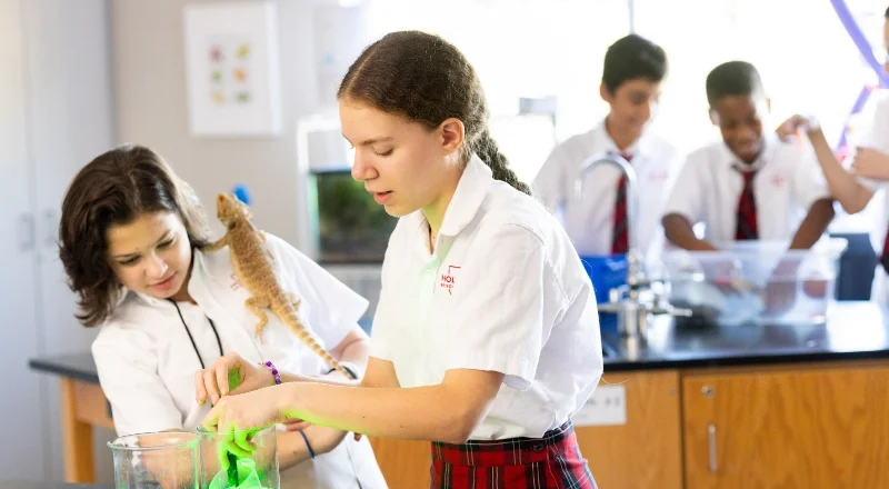 students in science lab